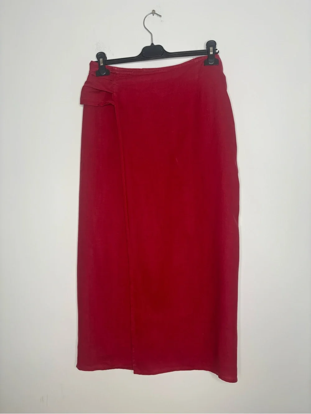 Vintage di Bari wrap skirt 100% linen, made in Italy Burgundy Size 40(M) - Picture 2 of 12